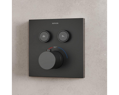 Душевая система Sancos Linn SC9022MB с термостатом Черная матовая