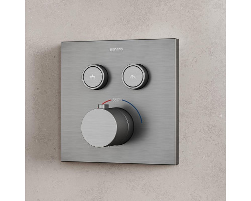 Душевая система Sancos Linn SC9022GG с термостатом Вороненая сталь