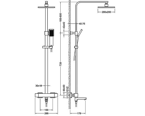 Приобрести Душевая система Timo Tetra-thermo SX-0169/17 с термостатом Золото матовое в магазине сантехники Santeh-Crystal.ru