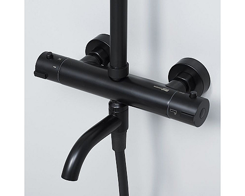 Купить Душевая система WasserKRAFT A28801 с термостатом Черная матовая в магазине сантехники Santeh-Crystal.ru