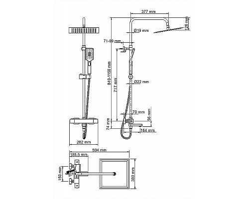 Заказать Душевая система WasserKRAFT A29901 с термостатом Черная матовая в магазине сантехники Santeh-Crystal.ru