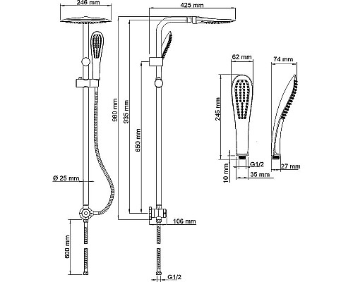 Заказать Душевая система WasserKRAFT A045 Хром в магазине сантехники Santeh-Crystal.ru