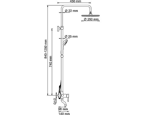 Купить Душевая система WasserKRAFT A14401 Хром в магазине сантехники Santeh-Crystal.ru