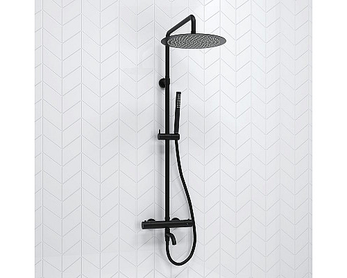 Заказать Душевая система WasserKRAFT A288.160.217.BM Thermo с термостатом Черная матовая в магазине сантехники Santeh-Crystal.ru
