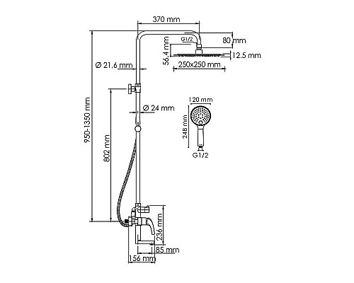 Приобрести Душевая система WasserKRAFT A171.256.207.PG Золото глянцевое в магазине сантехники Santeh-Crystal.ru