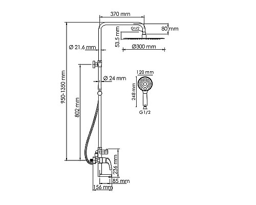 Приобрести Душевая система WasserKRAFT A171.263.207.PG Золото глянцевое в магазине сантехники Santeh-Crystal.ru
