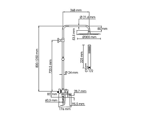 Приобрести Душевая система WasserKRAFT A174.160.217.CB Черная матовая в магазине сантехники Santeh-Crystal.ru