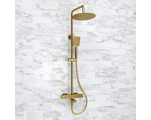 Приобрести Душевая система WasserKRAFT A199.259.201.BG Thermo с термостатом Золото матовое в магазине сантехники Santeh-Crystal.ru