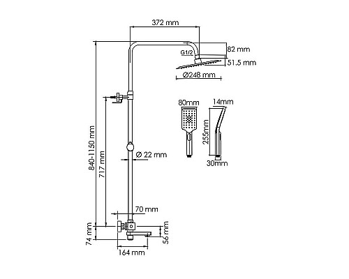 Приобрести Душевая система WasserKRAFT A199.259.201.BG Thermo с термостатом Золото матовое в магазине сантехники Santeh-Crystal.ru