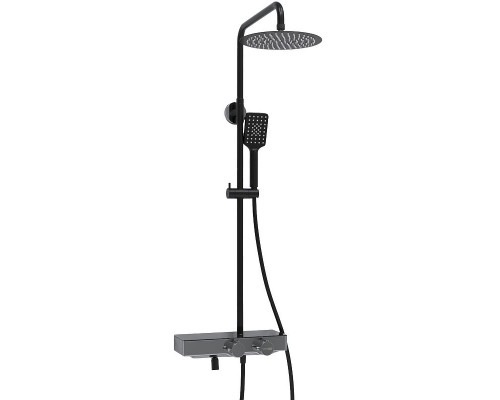 Купить Душевая система WasserKRAFT A114.258.130.CB Thermo с термостатом Черная матовая в магазине сантехники Santeh-Crystal.ru