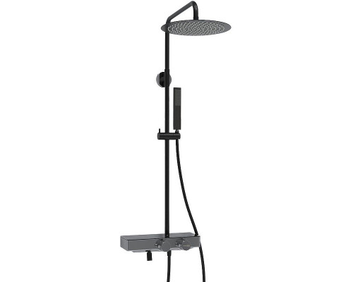 Купить Душевая система WasserKRAFT A114.160.218.CB Thermo с термостатом Черная матовая в магазине сантехники Santeh-Crystal.ru