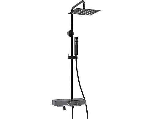Заказать Душевая система WasserKRAFT A114.255.218.CB Thermo с термостатом Черная матовая в магазине сантехники Santeh-Crystal.ru