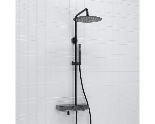 Приобрести Душевая система WasserKRAFT A114.160.217.CB Thermo с термостатом Черная матовая в магазине сантехники Santeh-Crystal.ru