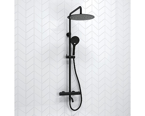 Приобрести Душевая система WasserKRAFT A288.160.078.BM Thermo с термостатом Черная матовая в магазине сантехники Santeh-Crystal.ru