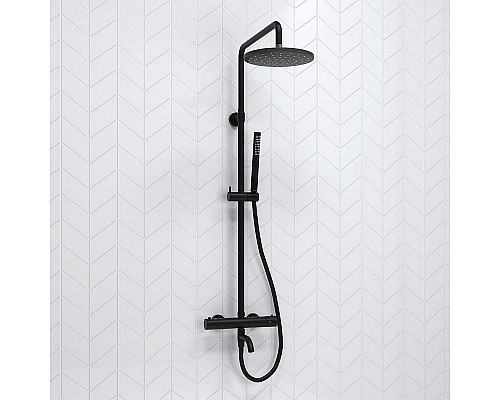 Приобрести Душевая система WasserKRAFT A288.077.217.BM Thermo с термостатом Черная матовая в магазине сантехники Santeh-Crystal.ru