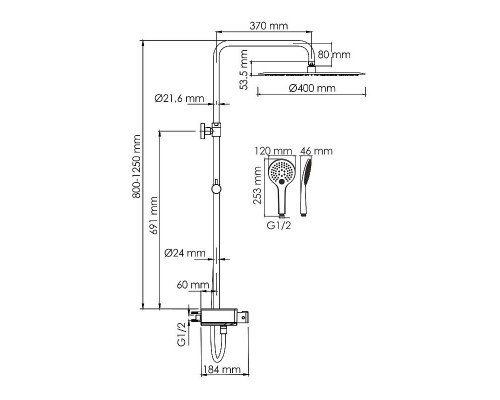 Купить Душевая система WasserKRAFT A113.117.155.CH Thermo с термостатом Хром Белая в магазине сантехники Santeh-Crystal.ru