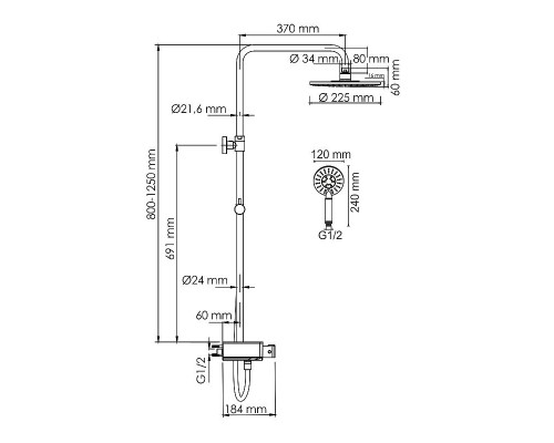 Приобрести Душевая система WasserKRAFT A113.067.058.CH Thermo с термостатом Хром Белая в магазине сантехники Santeh-Crystal.ru