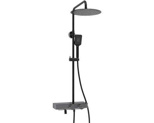 Заказать Душевая система WasserKRAFT A114.160.130.CB Thermo с термостатом Черная матовая в магазине сантехники Santeh-Crystal.ru