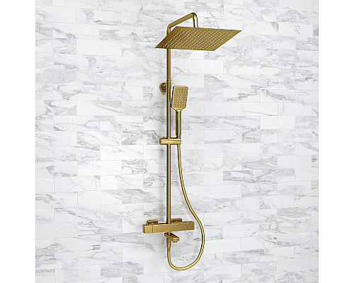 Приобрести Душевая система WasserKRAFT A199.260.201.BG Thermo с термостатом Золото матовое в магазине сантехники Santeh-Crystal.ru