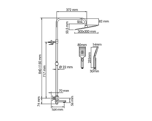 Приобрести Душевая система WasserKRAFT A199.260.201.BG Thermo с термостатом Золото матовое в магазине сантехники Santeh-Crystal.ru