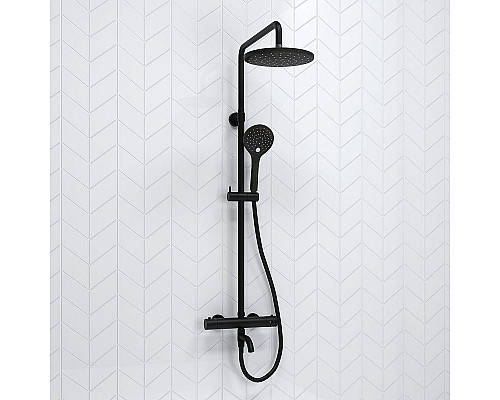 Купить Душевая система WasserKRAFT A288.077.078.BM Thermo с термостатом Черная матовая в магазине сантехники Santeh-Crystal.ru
