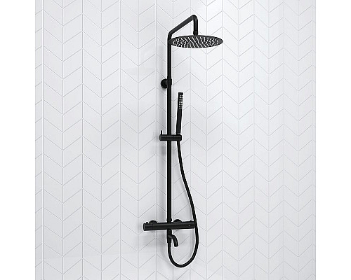 Приобрести Душевая система WasserKRAFT A288.258.217.BM Thermo с термостатом Черная матовая в магазине сантехники Santeh-Crystal.ru