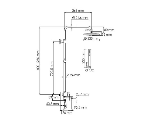 Приобрести Душевая система WasserKRAFT A174.077.217.CB Черная матовая в магазине сантехники Santeh-Crystal.ru