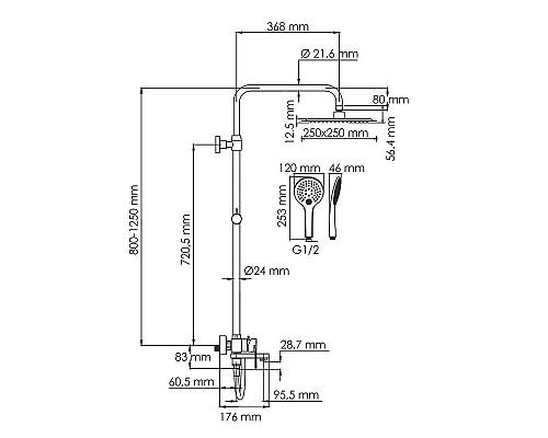 Заказать Душевая система WasserKRAFT A185.254.155.WM Белая матовая в магазине сантехники Santeh-Crystal.ru