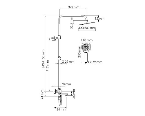 Купить Душевая система WasserKRAFT A199.118.065.087.CH Thermo с термостатом Хром в магазине сантехники Santeh-Crystal.ru
