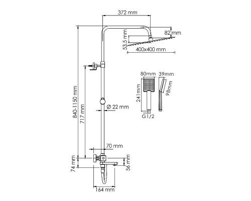 Приобрести Душевая система WasserKRAFT A199.119.141.087.CH Thermo с термостатом Хром в магазине сантехники Santeh-Crystal.ru