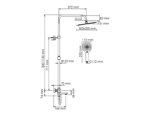 Купить Душевая система WasserKRAFT A199.069.065.087.CH Thermo с термостатом Хром в магазине сантехники Santeh-Crystal.ru