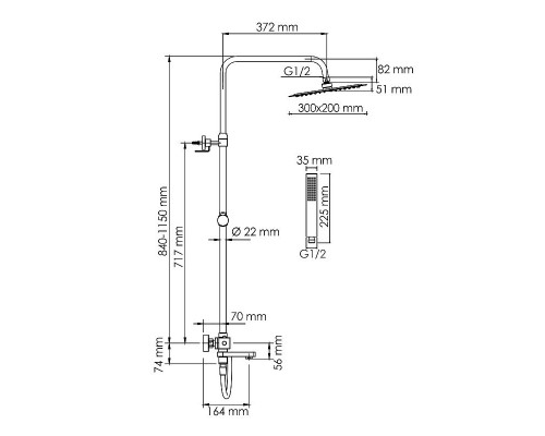 Купить Душевая система WasserKRAFT A199.069.103.087.CH Thermo с термостатом Хром в магазине сантехники Santeh-Crystal.ru