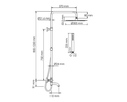 Приобрести Душевая система WasserKRAFT A188.116.137.087.CH Thermo с термостатом Хром в магазине сантехники Santeh-Crystal.ru