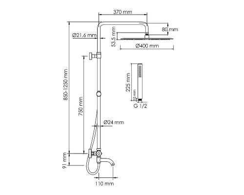 Приобрести Душевая система WasserKRAFT A188.117.137.087.CH Thermo с термостатом Хром в магазине сантехники Santeh-Crystal.ru