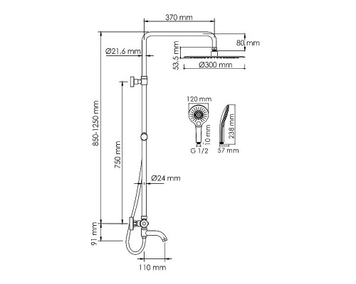 Заказать Душевая система WasserKRAFT A188.116.101.087.CH Thermo с термостатом Хром в магазине сантехники Santeh-Crystal.ru