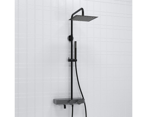 Приобрести Душевая система WasserKRAFT A114.255.217.CB Thermo с термостатом Черная матовая в магазине сантехники Santeh-Crystal.ru