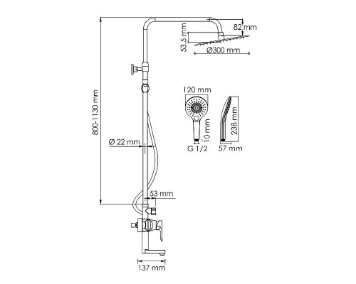 Купить Душевая система WasserKRAFT A166.116.101.087.CH Хром в магазине сантехники Santeh-Crystal.ru