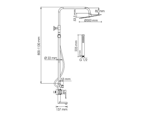Заказать Душевая система WasserKRAFT A166.116.137.087.CH Хром в магазине сантехники Santeh-Crystal.ru