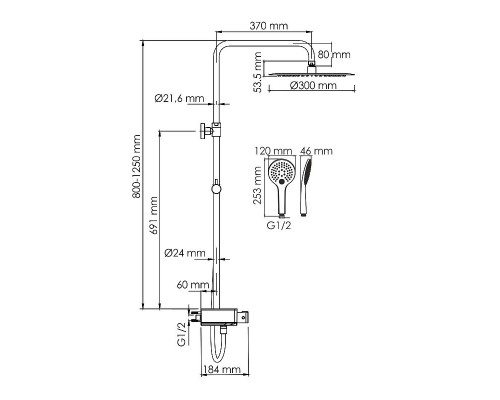 Приобрести Душевая система WasserKRAFT A113.116.155.CH Thermo с термостатом Хром Белая в магазине сантехники Santeh-Crystal.ru