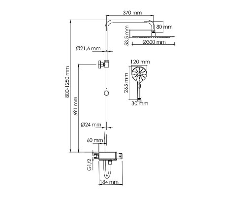 Купить Душевая система WasserKRAFT A113.116.127.CH Thermo с термостатом Хром Белая в магазине сантехники Santeh-Crystal.ru