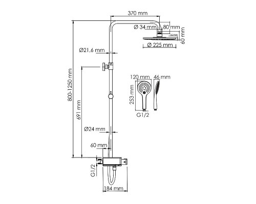 Приобрести Душевая система WasserKRAFT A113.067.155.CH Thermo с термостатом Хром Белая в магазине сантехники Santeh-Crystal.ru