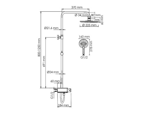Заказать Душевая система WasserKRAFT A113.067.059.CH Thermo с термостатом Хром Белая в магазине сантехники Santeh-Crystal.ru