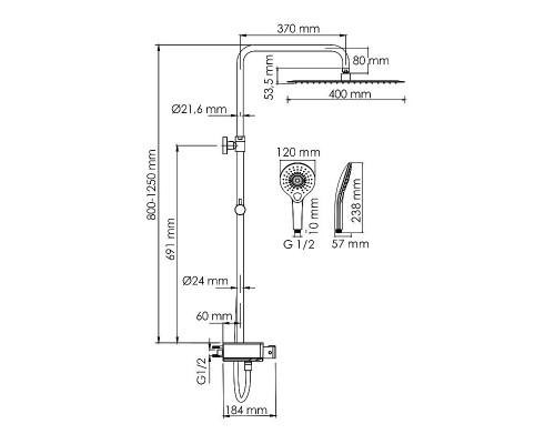 Заказать Душевая система WasserKRAFT A113.119.101.CH Thermo с термостатом Хром Белая в магазине сантехники Santeh-Crystal.ru