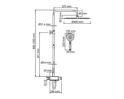 Купить Душевая система WasserKRAFT A113.117.127.CH Thermo с термостатом Хром Белая в магазине сантехники Santeh-Crystal.ru