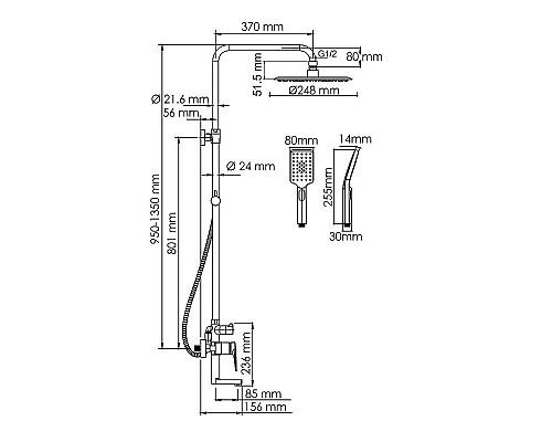Купить Душевая система WasserKRAFT A155.259.201.BG Золото матовое в магазине сантехники Santeh-Crystal.ru