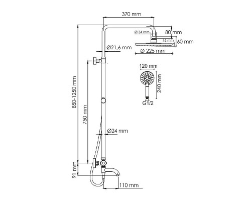 Заказать Душевая система WasserKRAFT A188.067.058.WM Thermo с термостатом Белый матовый в магазине сантехники Santeh-Crystal.ru