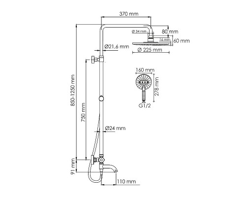 Заказать Душевая система WasserKRAFT A188.067.059.WM Thermo с термостатом Белый матовый в магазине сантехники Santeh-Crystal.ru