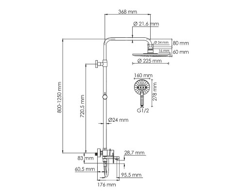 Заказать Душевая система WasserKRAFT A185.067.059.WM Белая матовая в магазине сантехники Santeh-Crystal.ru