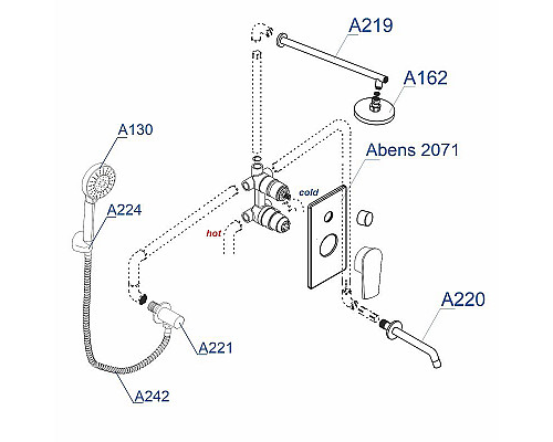 Купить Душевая система WasserKRAFT A172071 Черная матовая в магазине сантехники Santeh-Crystal.ru