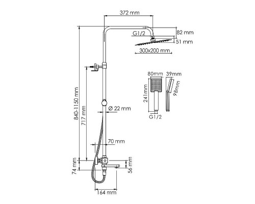 Купить Душевая система WasserKRAFT A199.069.141.010.CH Thermo с термостатом Хром в магазине сантехники Santeh-Crystal.ru
